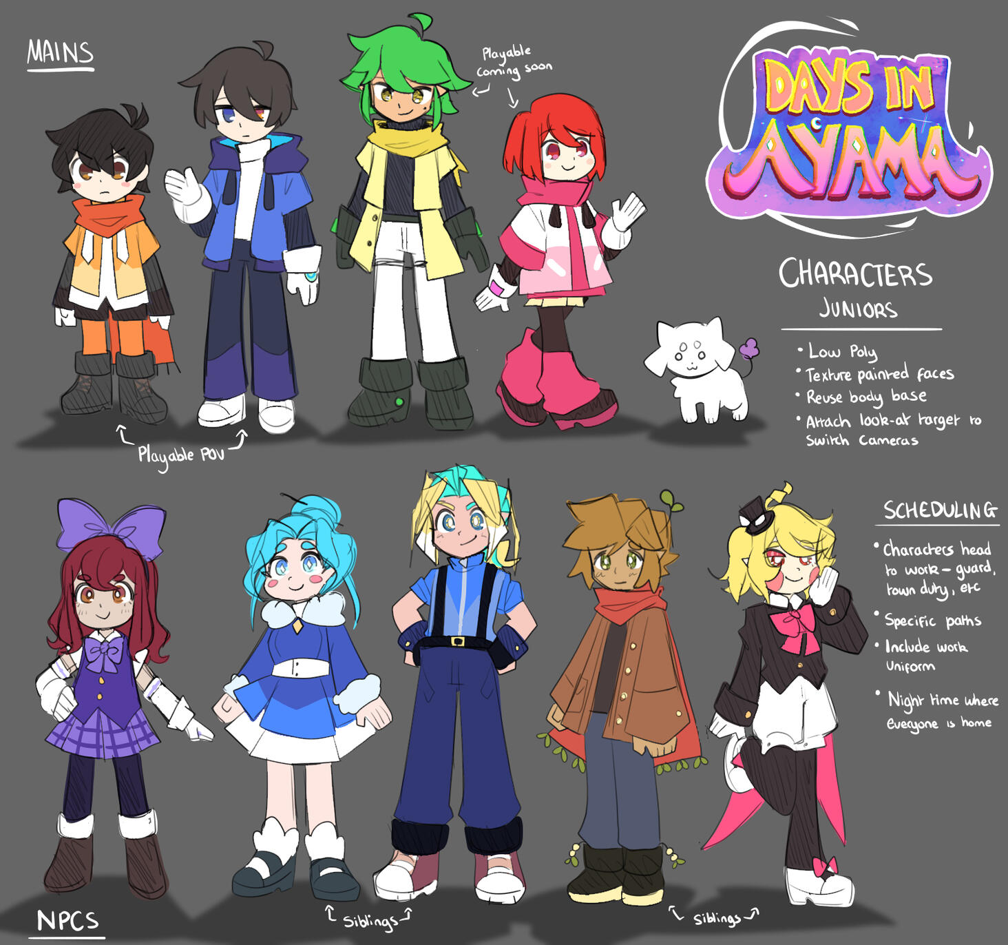 Days in Ayama Concept Characters